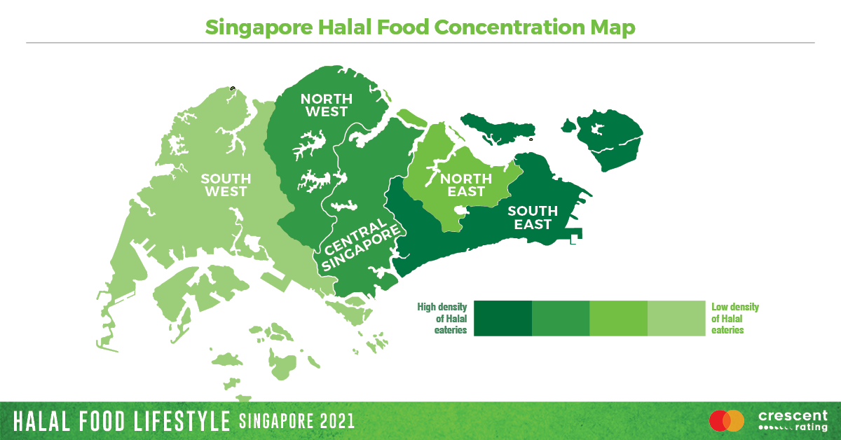Singapore Halal Food Concentration Map | Mastercard-CrescentRating Halal Food Lifestyle Report, Singapore 2021